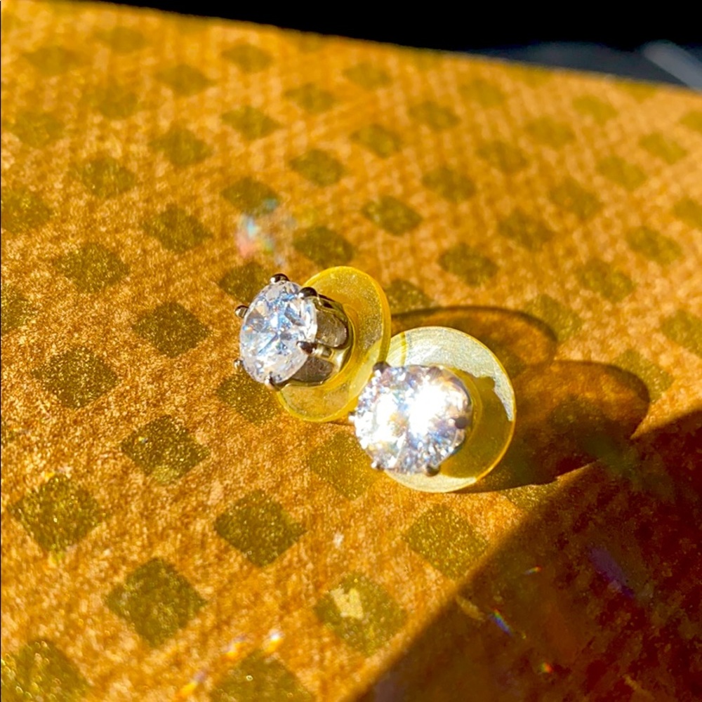 Large CZ studs with Victorian cut silver posts